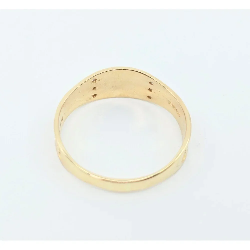 Unique 14K Karat Solid Yellow Gold Designer Lucky Symbols CZ Ring - Size 14